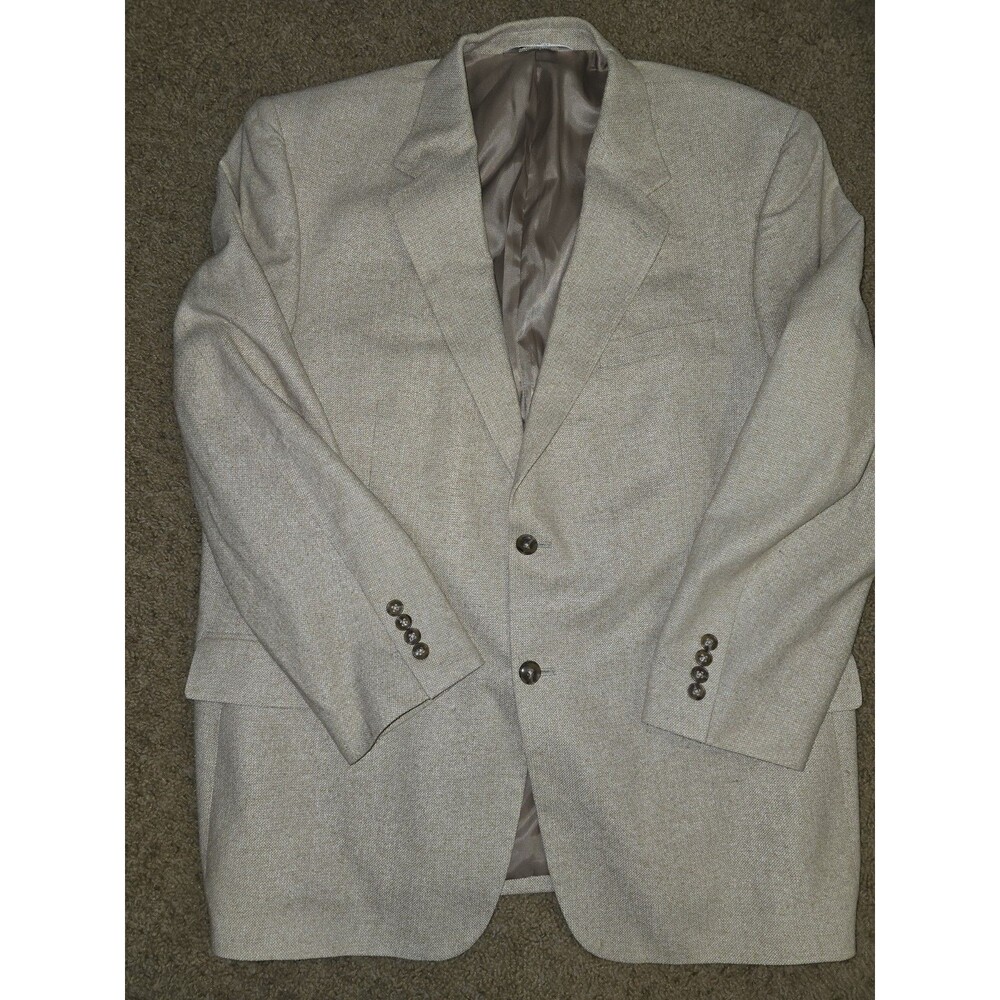 Vintage Versini Men's 100% Silk Blazer Sport Coat 46R Oatmeal Tan Textured